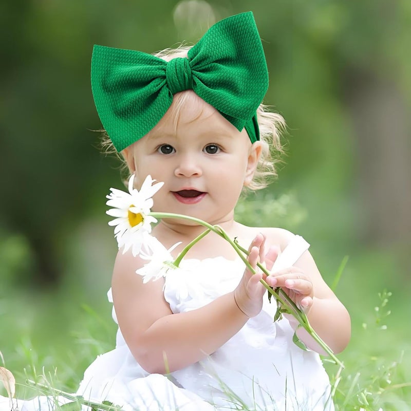 ONENINEDREAM Super Durable Soft Knot Headbands with Hair Bows Infant Toddlers Kids Hair Accessories Blue Green Headband for Newborn Baby Girls - Image 3